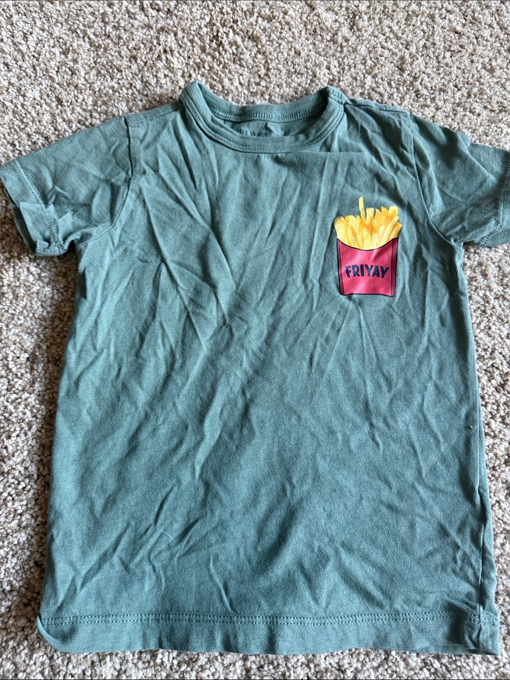 J. Crew Kids Short Sleeve Teal Green Tee with Fries Pocket Graphic